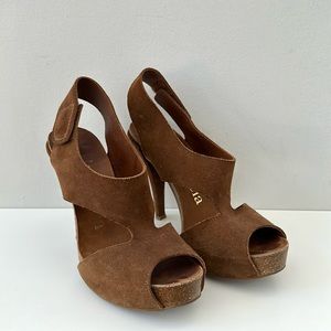 Pedro Garcia Suede Slingback Platform Heels